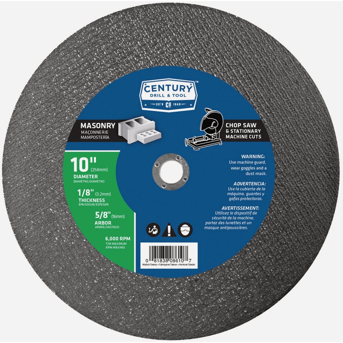 Century Drill & Tool 10 In. Abrasive Masonry Cut-Off Wheel