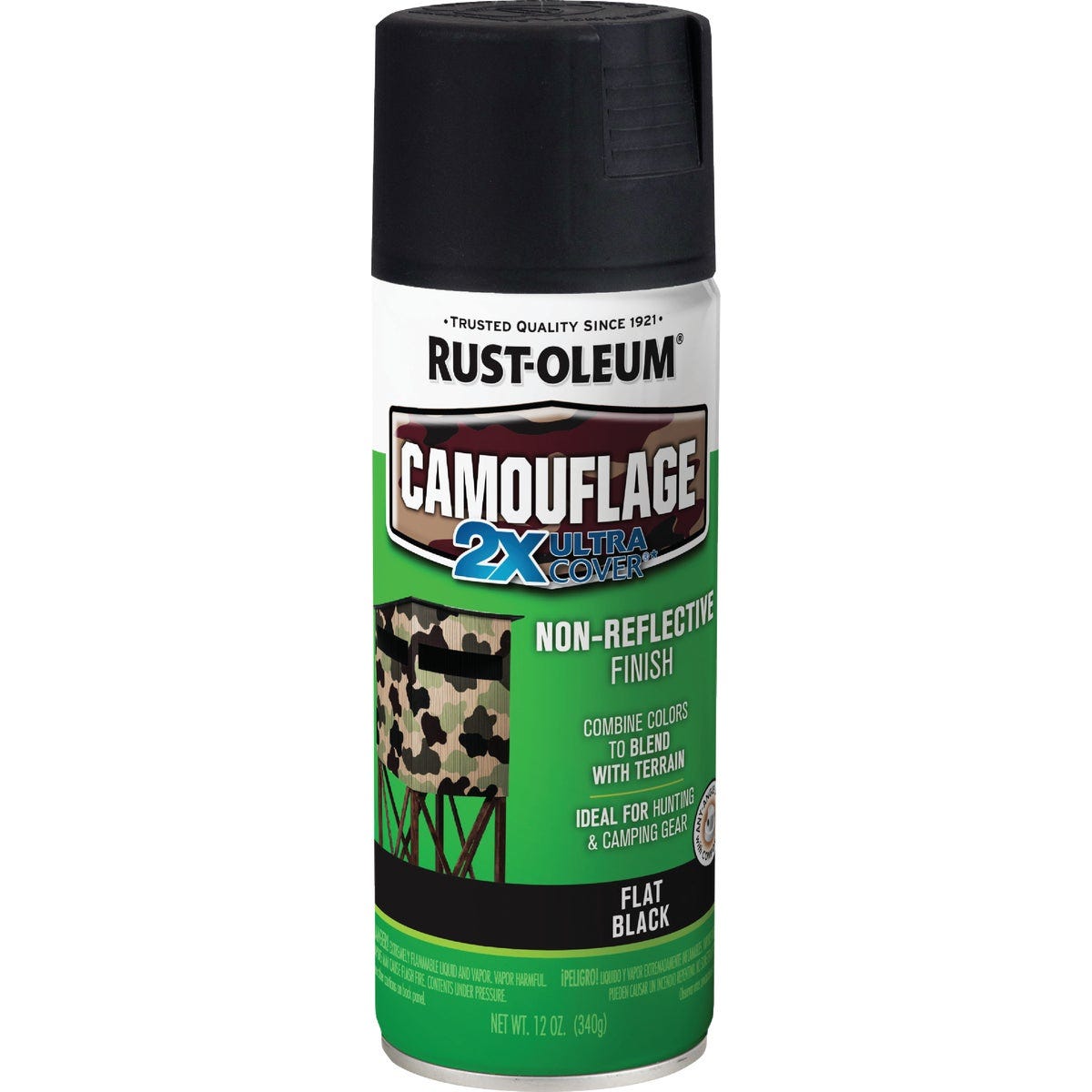 Rust-Oleum Camouflage 2X Ultra Cover 12 Oz. Flat Spray Paint, Black - photo 2