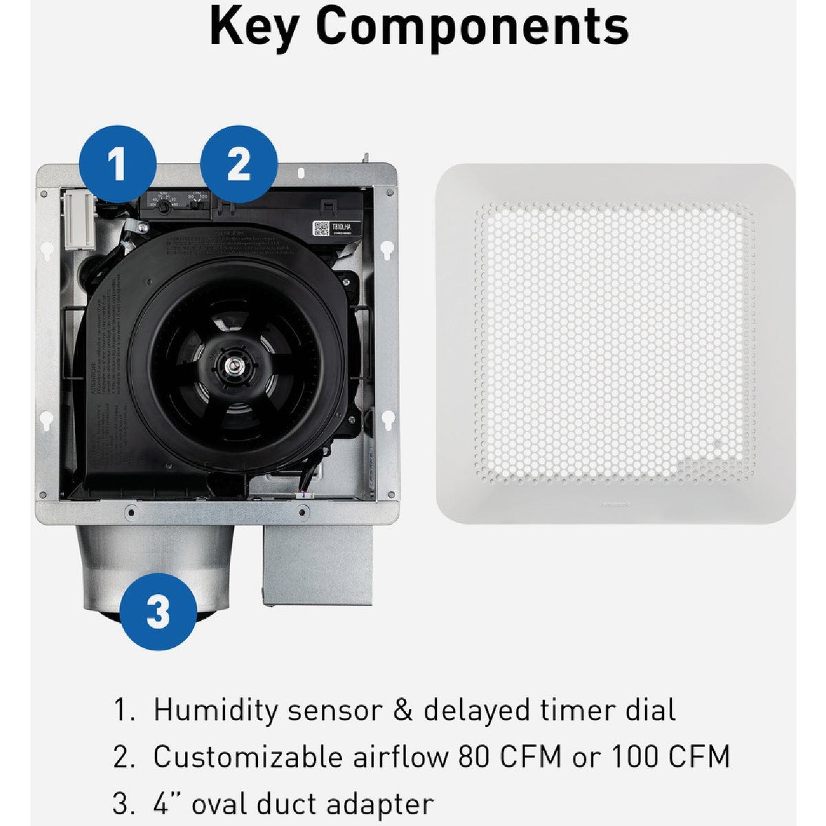 Panasonic Whisper Thin 80/100 CFM Bathroom Exhaust Fan with Humidity Sensing - photo 4 Panasonic Whisper Thin 80/100 CFM Bathroom Exhaust Fan with Humidity Sensing - photo 4