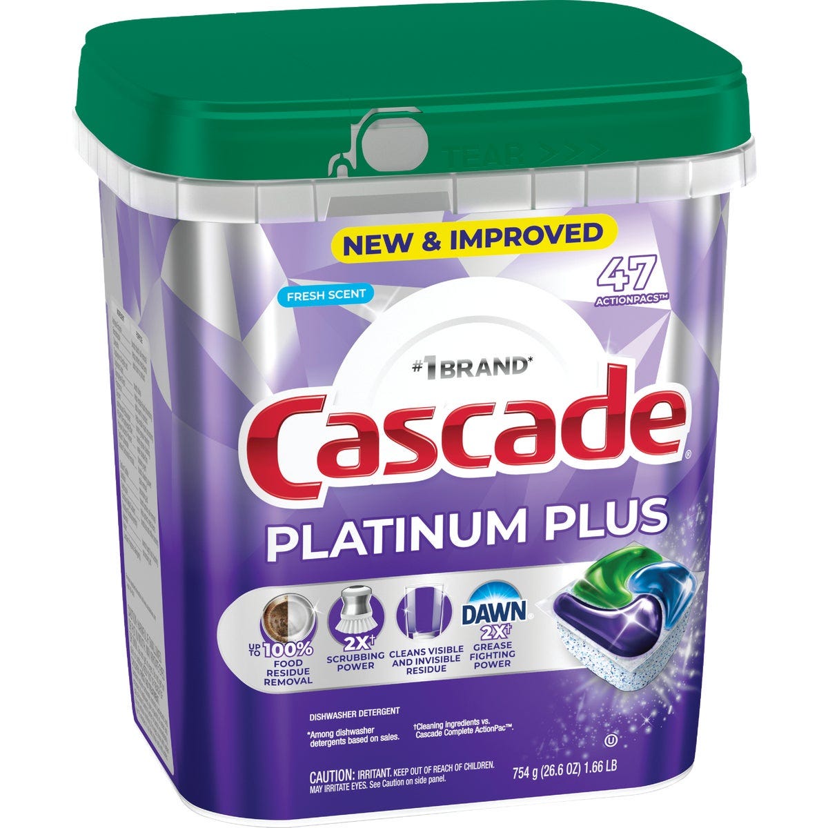 Cascade Platinum Plus Action Pacs Dishwasher Detergent (47-Ct.) - photo 2
