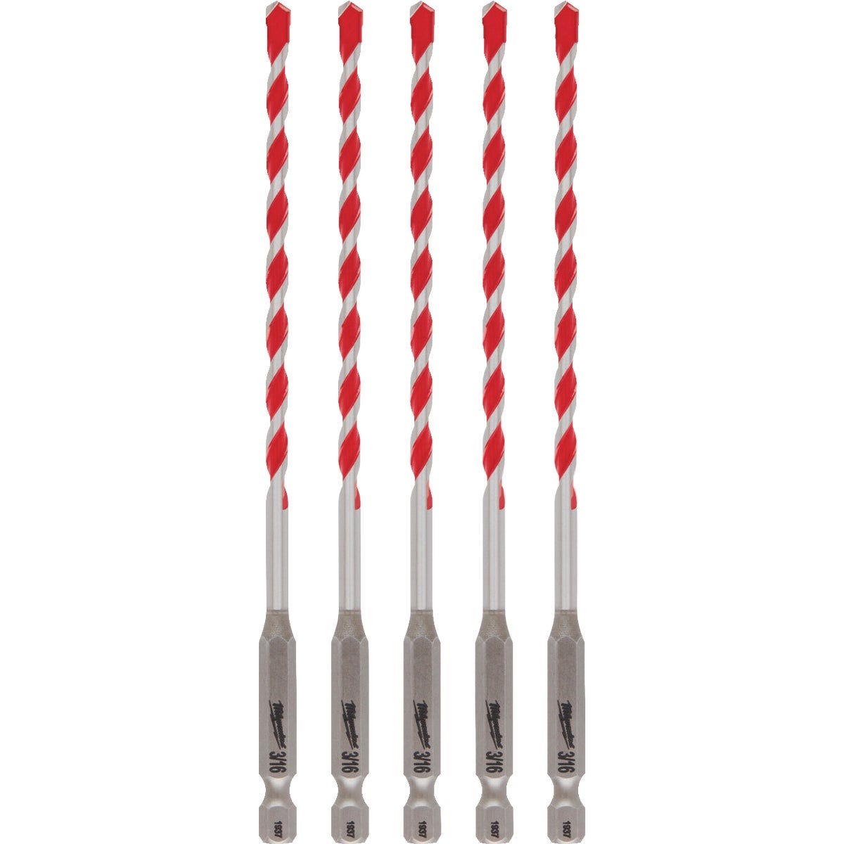 Milwaukee SHOCKWAVE 3/16 In. x 4 In. x 6 In. Impact Duty Carbide Hammer Drill Bits (5-Pack)