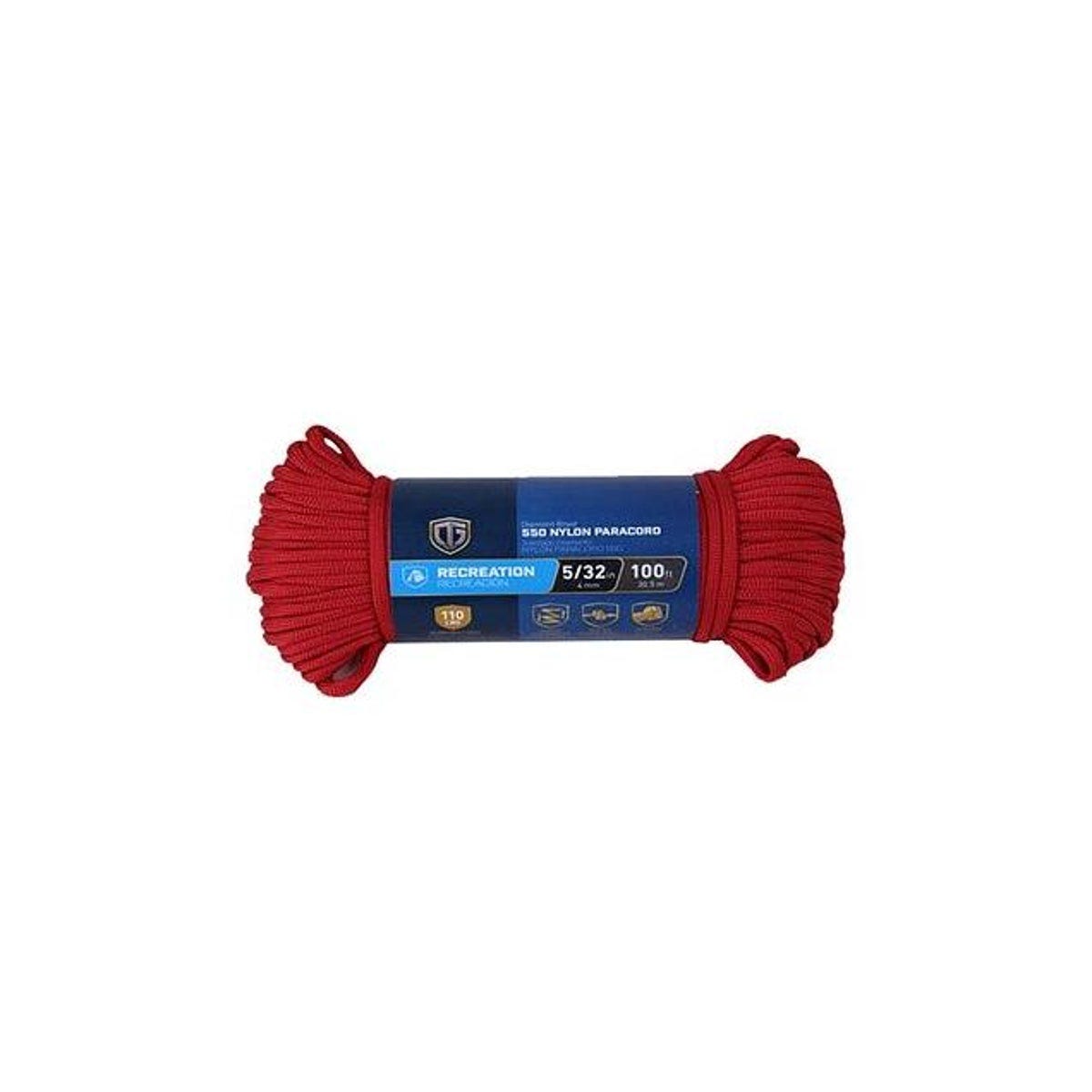 Richelieu 5/32 In. x 100 Ft. Red Para Cord 550 Nylon Rope