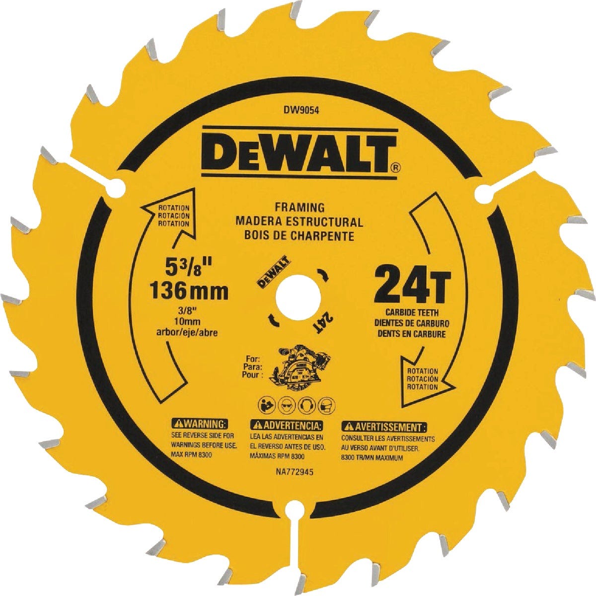 DEWALT 5-3/8 In. 24-Tooth Framing Circular Saw Blade