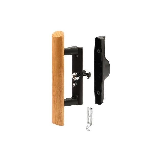 Prime-Line Black Diecast Hardwood Handle Surface Hook Sliding Patio Door Handle Prime-Line Black Diecast Hardwood Handle Surface Hook Sliding Patio Door Handle