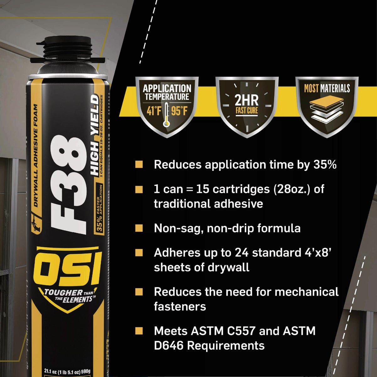 OSI F38 21.1 Oz. High Yield Drywall Foam Adhesive - photo 4