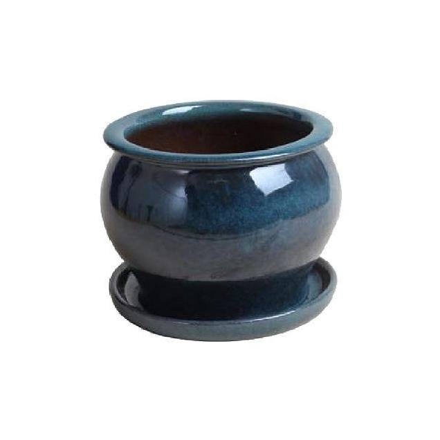 Trendspot 8 In. Aqua Blue Ceramic Studio Planter