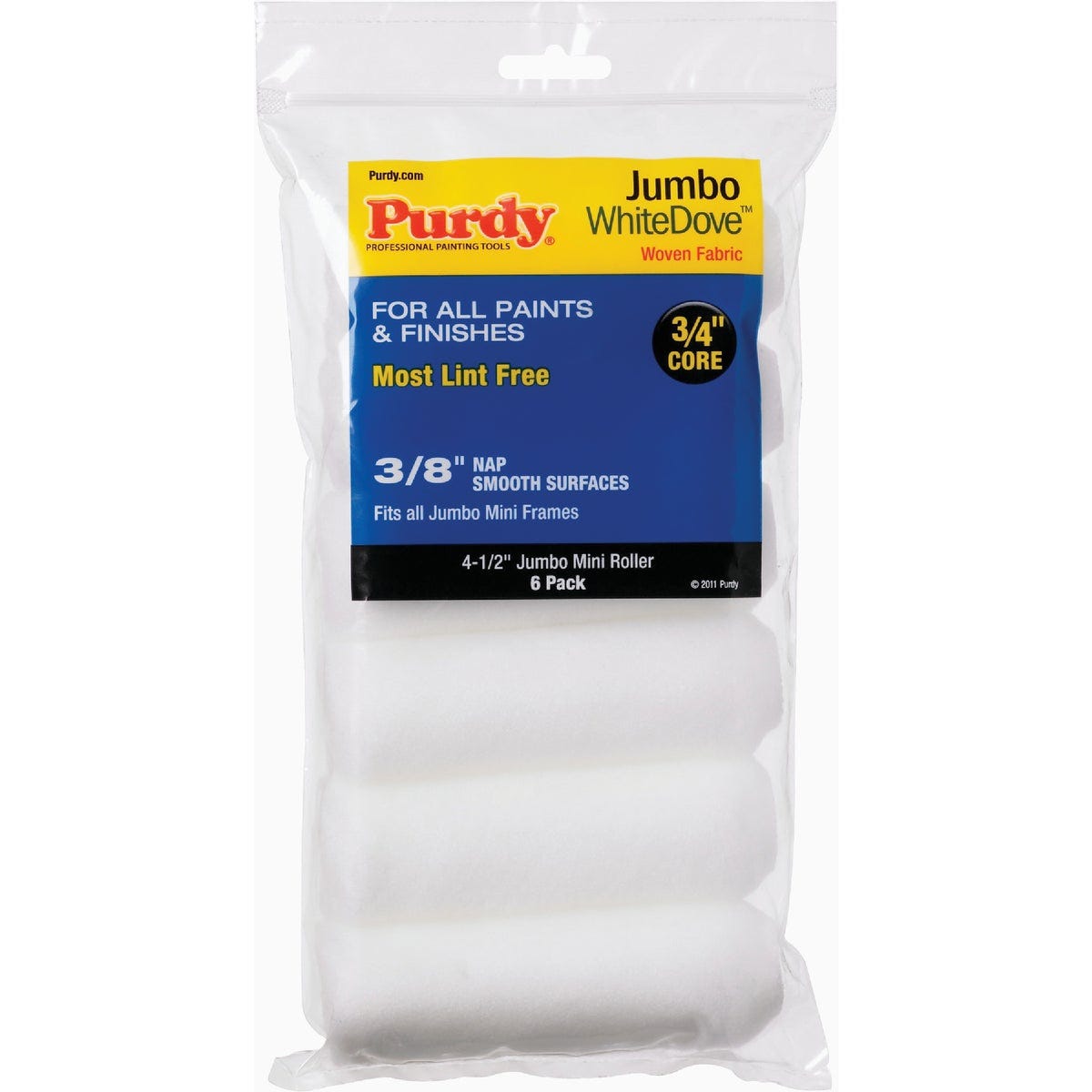 Purdy White Dove Jumbo Mini Roller Cover, 4.5 Inch Pack of 6