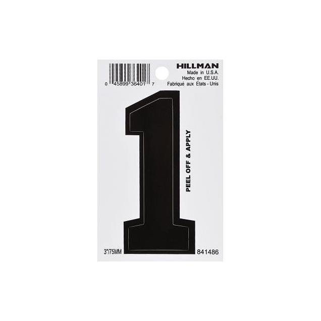 Hillman 3 In. Vinyl Black Adhesive Number, 1 Hillman 3 In. Vinyl Black Adhesive Number, 1
