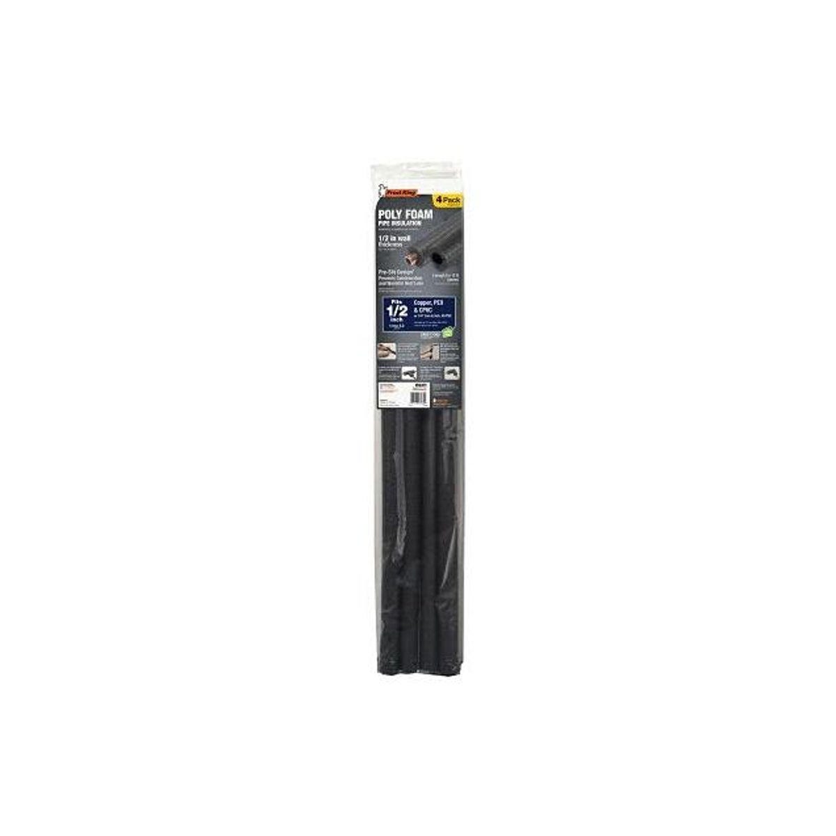 Thermwell 3 Ft. Black Pre-Slit Polyethylene Foam Tubular Pipe Insulation for 1/2 or 1/4 In. Pipes (4-Pack)