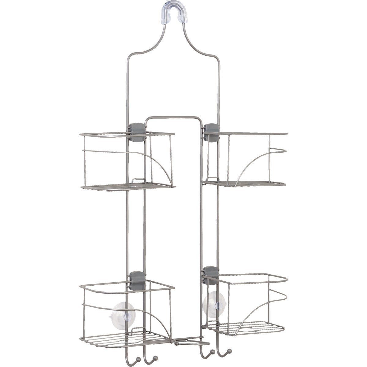 Zenna Home 10-1/4 In. x 24-3/4 In. Satin Nickel Expandable Hanging Shower Caddy