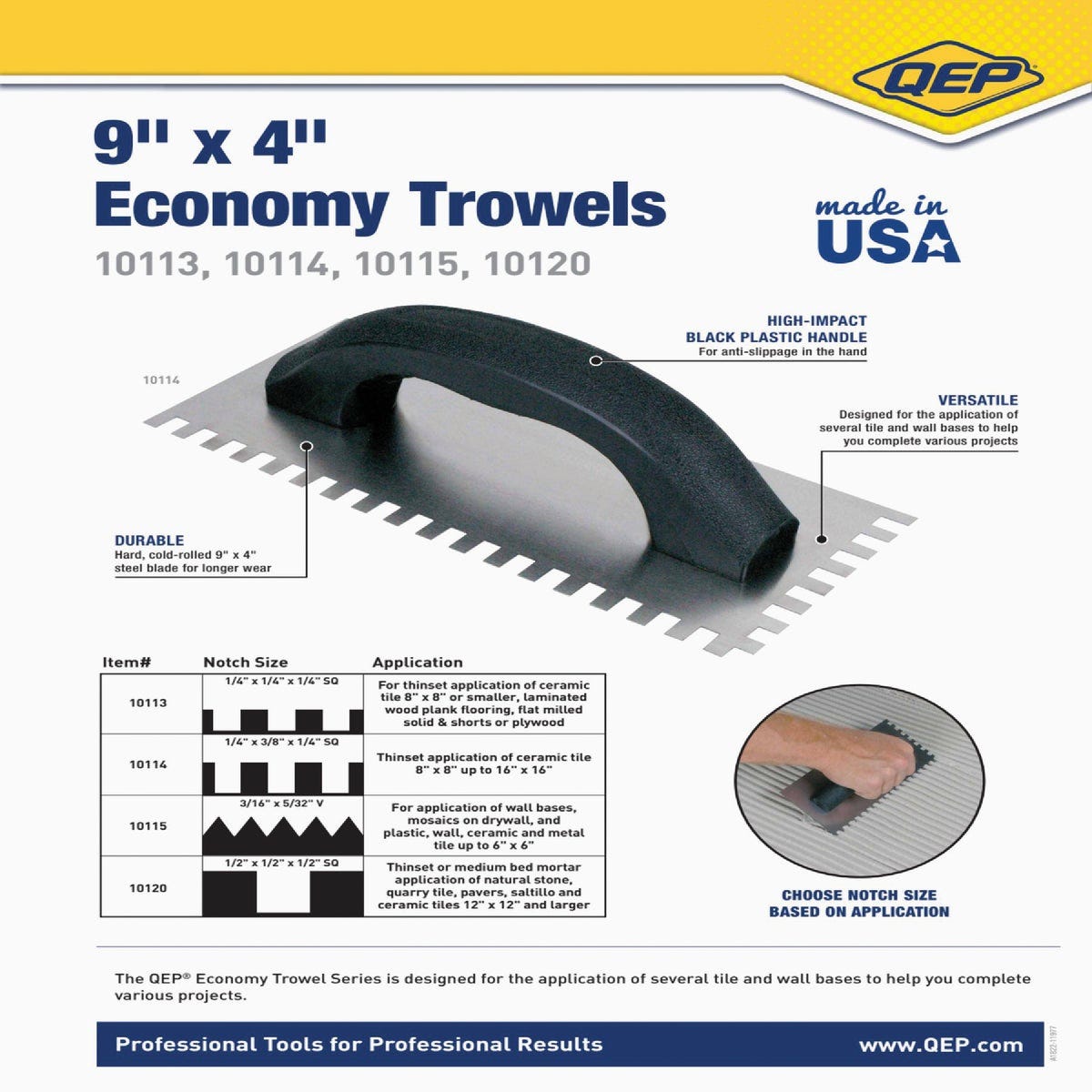 QEP 3/16 In. x 5/32 In. V-Notch Trowel - photo 5