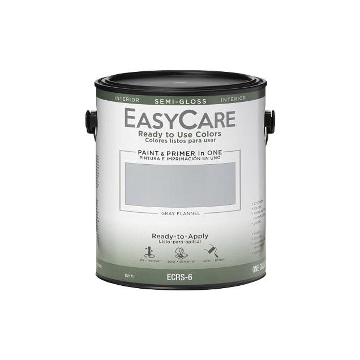 EasyCare Ready to Use Colors 1 Gal. Interior Semi-Gloss Latex Paint & Primer, Gray Flannel