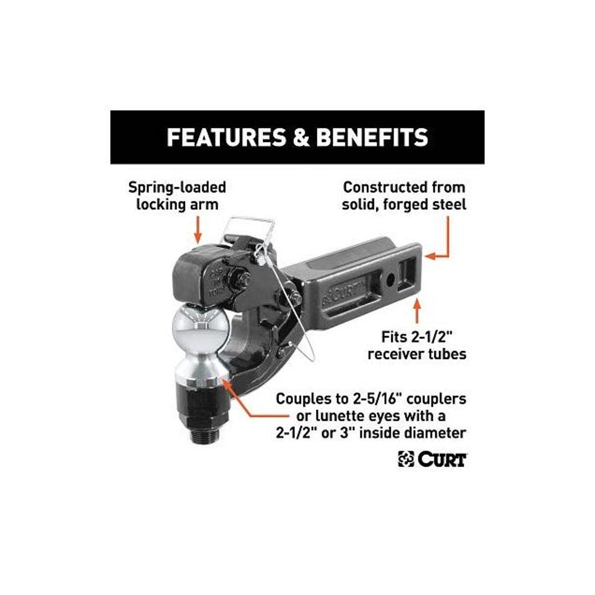 Curt Pintle Hitch + 2-5/16 In. Trailer Ball, 20,000 Lb. Load - photo 3
