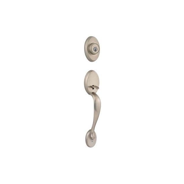 Kwikset Chelsea Satin Nickel Single Cylinder Deadbolt Smarkey Entry Door Handleset