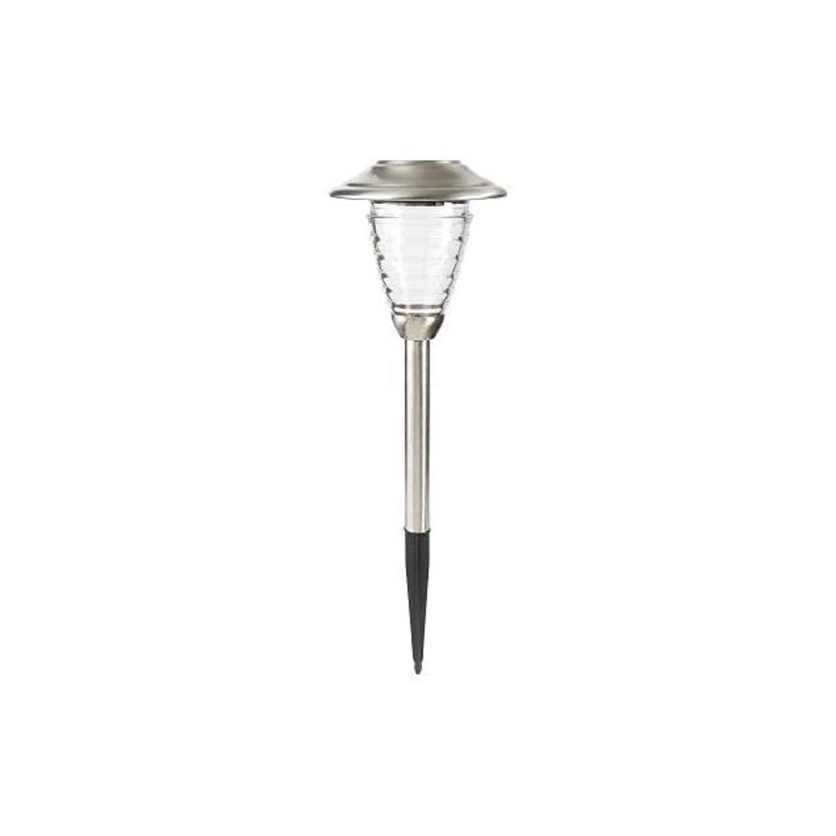 Fusion Stainless Steel Ribbed Glass Solar Stake Light