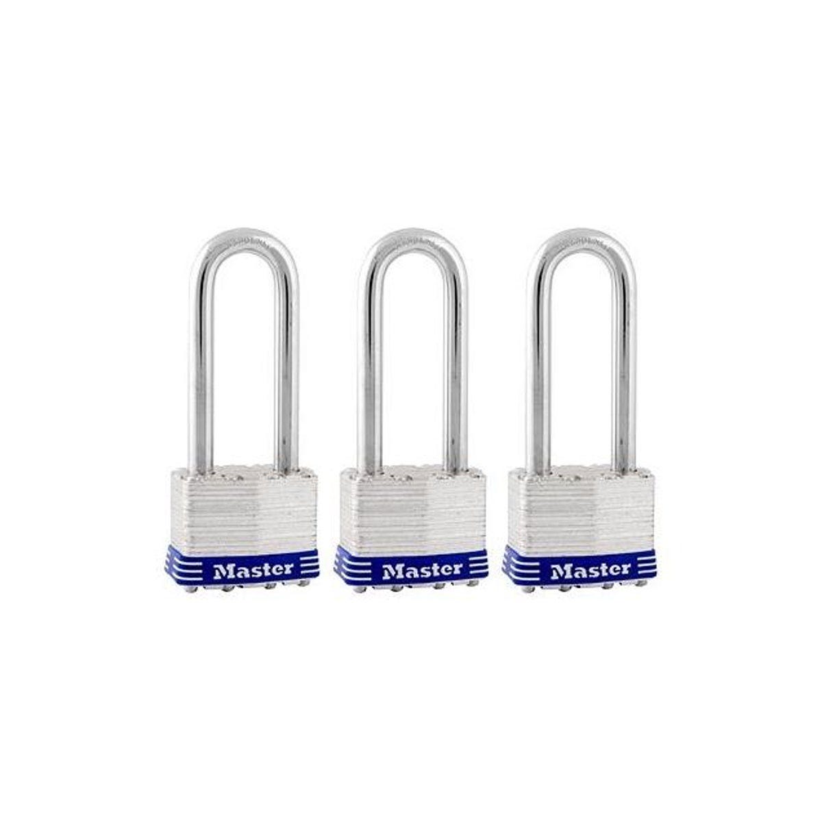 Master Lock 1-3/4 In. Steel Laminated Keyed Padlocks with 2.5 In. Long Shackle (3-Pack)