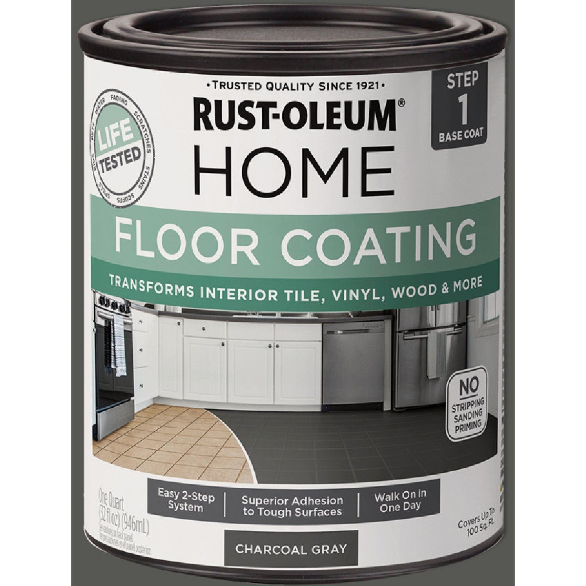 Rust-Oleum Home Floor Coating, Matte Charcoal Gray, Quart