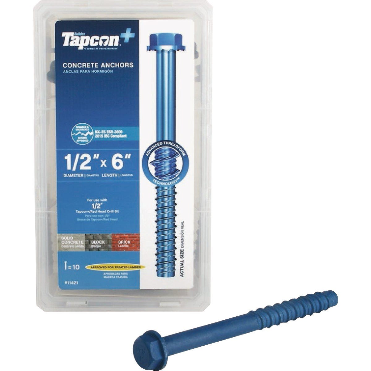 Tapcon 1/2 In. x 6 In. Hex Washer Concrete Screw Anchor (10 Ct.)