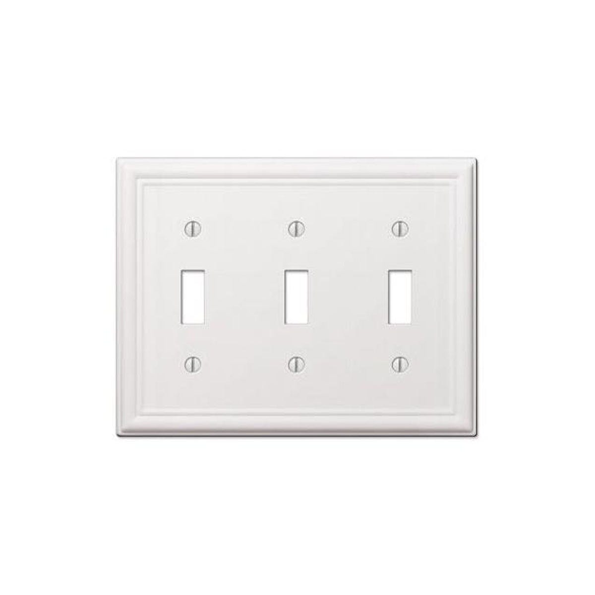 Westek Chelsea White Steel 3-Toggle Wall Plate