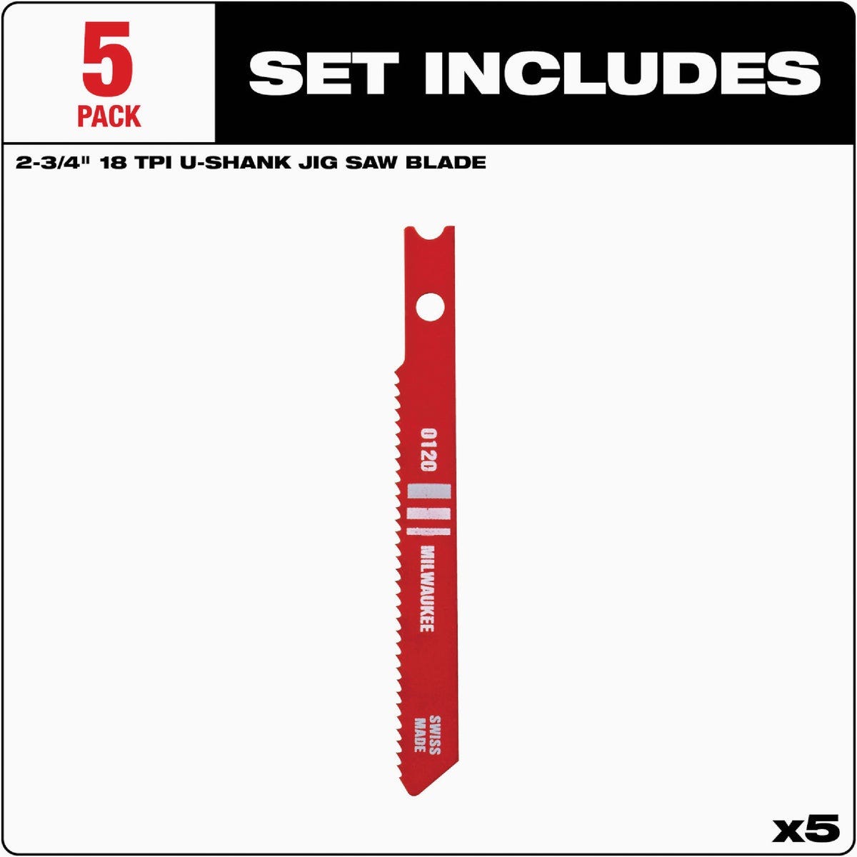 Milwaukee 2-3/4 In. x 18 TPI U-Shank HSS Jig Saw Blade for Metal (5-Pack) - photo 4