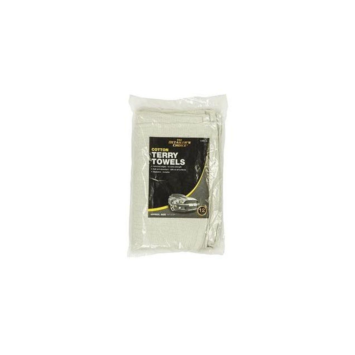 Detailer's Choice 14 In. x 17 In. White Cotton Terry Car Detailing Towel (12-Pack)