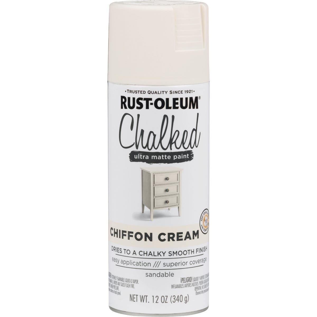 Rust-Oleum Chalked 12 Oz. Ultra Matte Spray Paint, Chiffon Cream - photo 2
