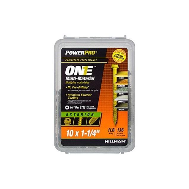 Hillman Power Pro One Exterior Screws, Hex Washer Head, Bronze Epoxy Coated, #10 x 1-1/4 In. (133-Pack) Hillman Power Pro One Exterior Screws, Hex Washer Head, Bronze Epoxy Coated, #10 x 1-1/4 In. (133-Pack)