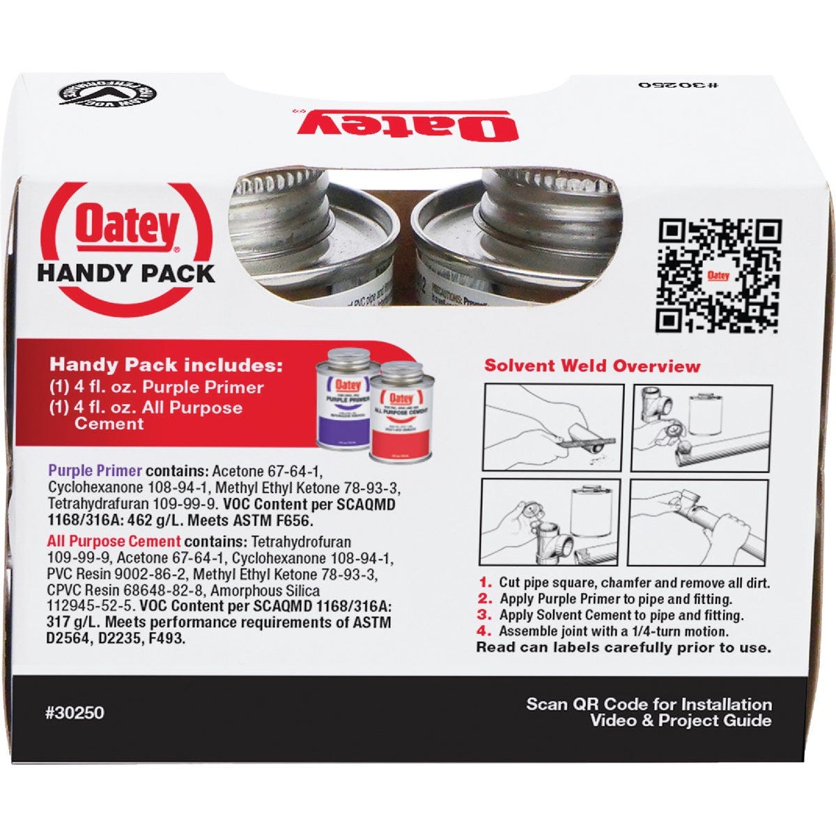 Oatey 4 Oz. All-Purpose ABS, PVC & CPVC Clear Cement & Purple Primer Handy Pack - photo 2 Oatey 4 Oz. All-Purpose ABS, PVC & CPVC Clear Cement & Purple Primer Handy Pack - photo 2