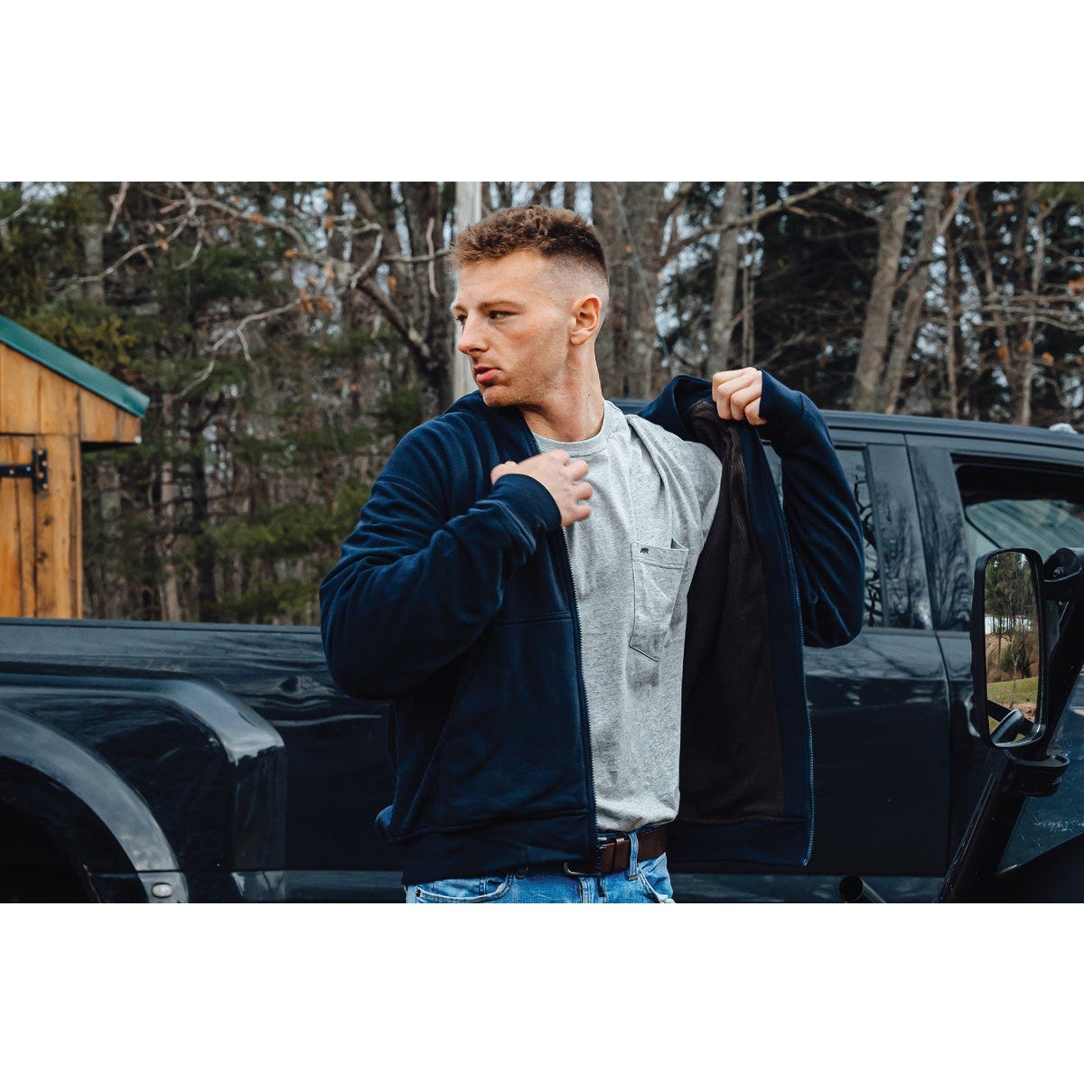 Berne Heritage Medium Navy Thermal-Lined Full-Zip Hooded Sweatshirt - photo 4