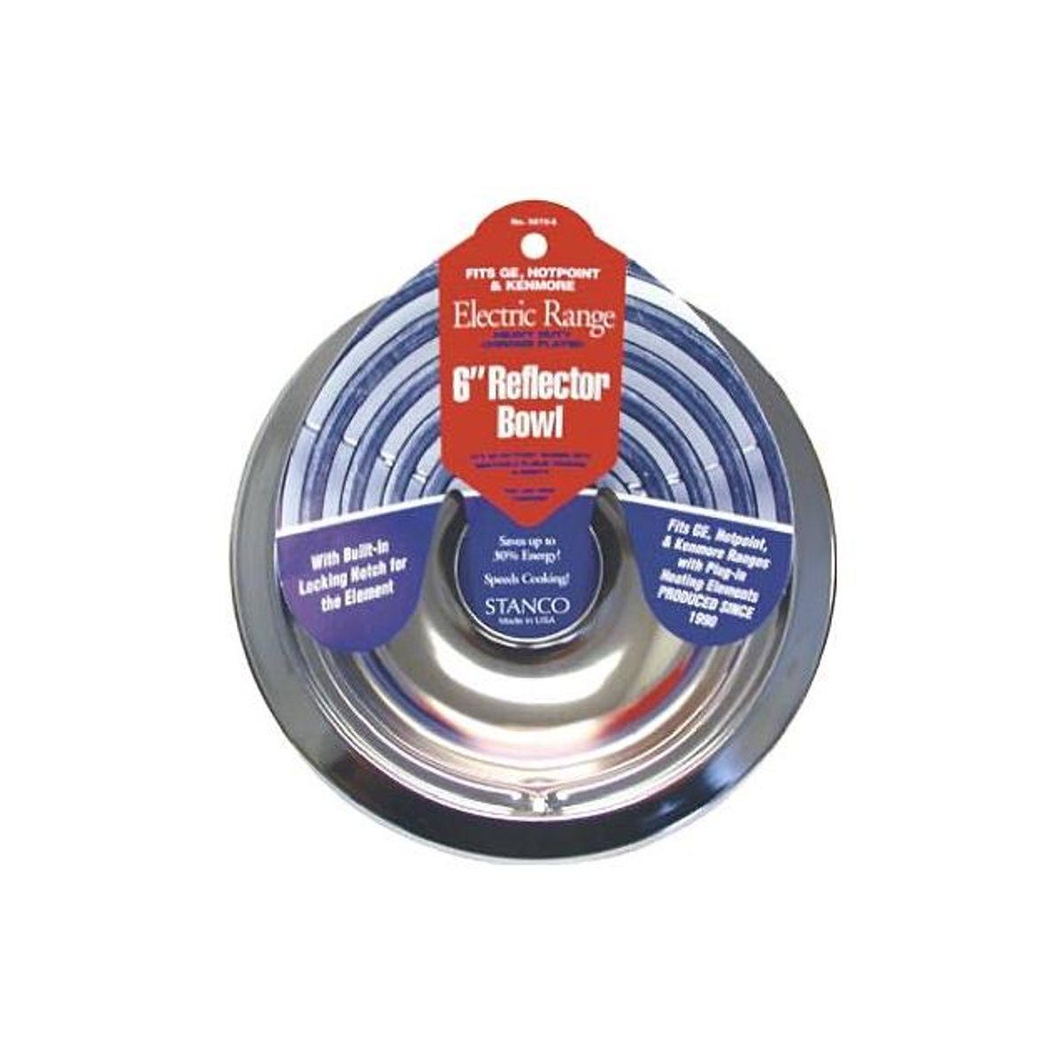Stanco 6 In. Chrome Lock Notch Electric Range Reflector Bowl Stanco 6 In. Chrome Lock Notch Electric Range Reflector Bowl
