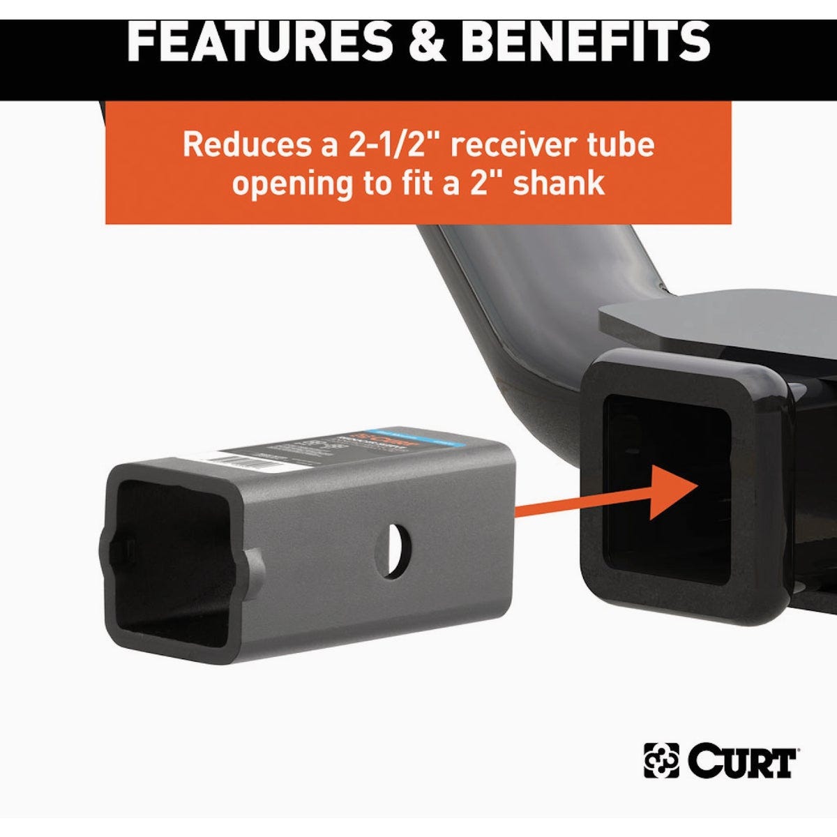CURT 2-1/2 In. to 2 In. Trailer Hitch Receiver Adapter Reducer Sleeve - photo 3