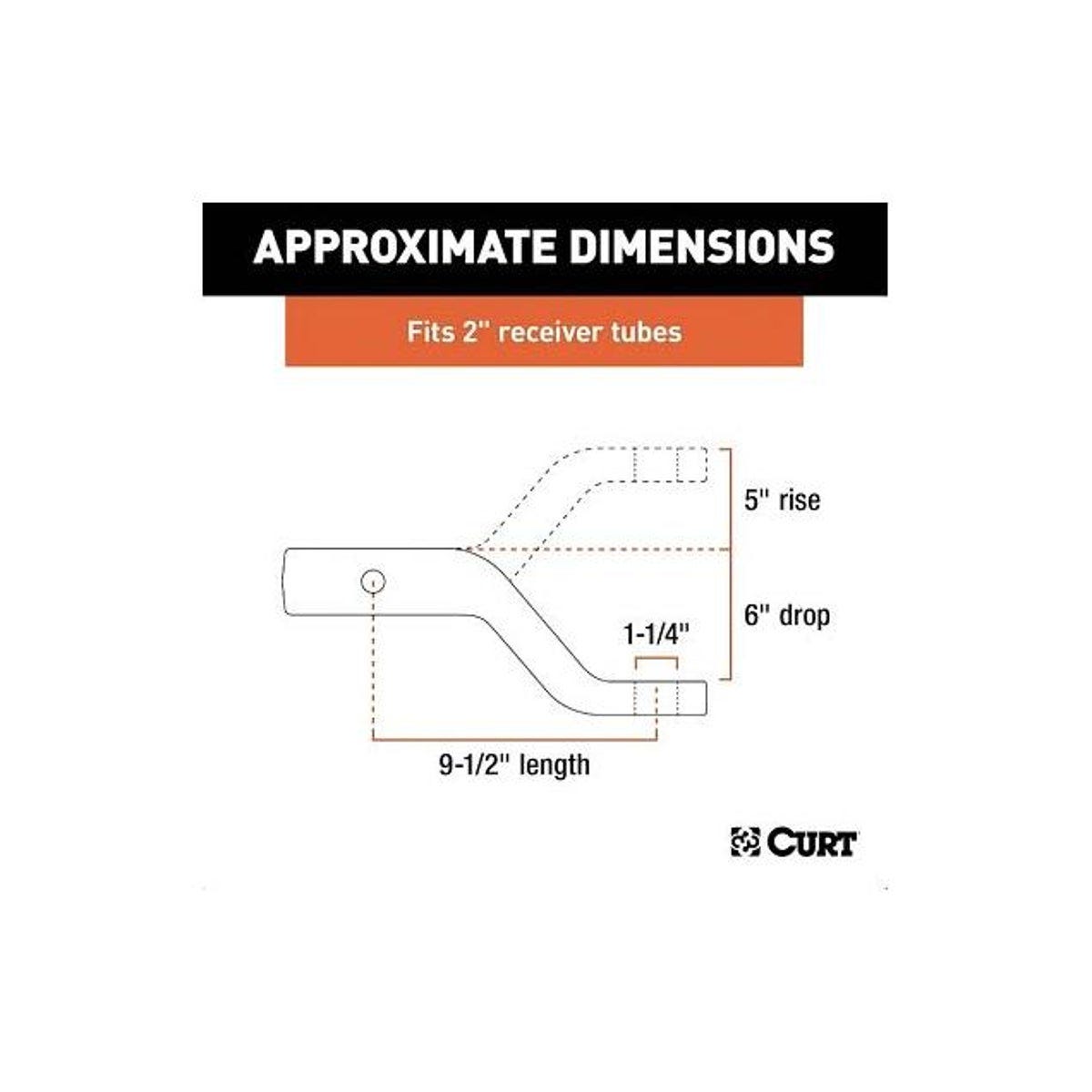 CURT 17000 Lb. 6 In. Drop 5 In. Rise 1-1/4 In. Hole Forged Trailer Hitch Ball Mount fits 2 In. Receiver - photo 2