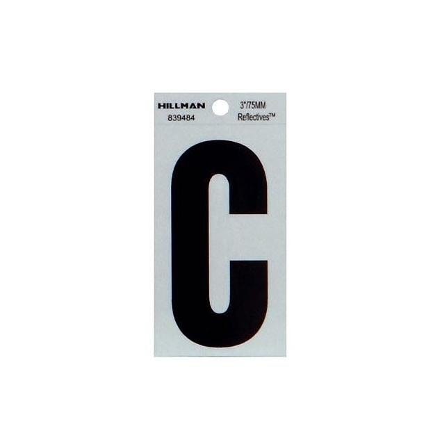 Hillman 3 In. Thin Cut Reflective Black Vinyl Adhesive Letter, C