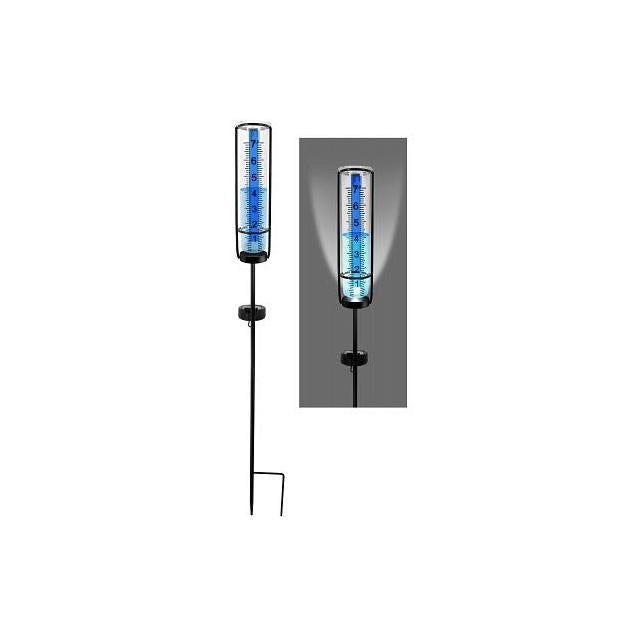 Headwind Solar Lighted Blue Metal Stake Rain Gauge