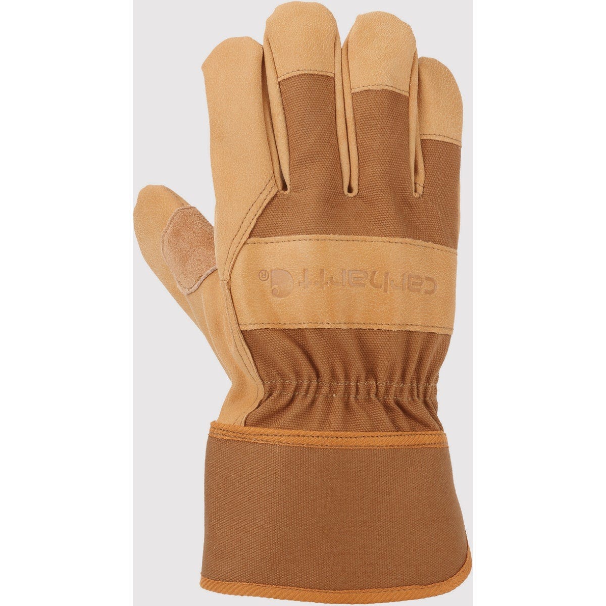 Carhartt Men's Small Brown Duck Synthetic Leather Safety Cuff Glove Carhartt Men's Small Brown Duck Synthetic Leather Safety Cuff Glove