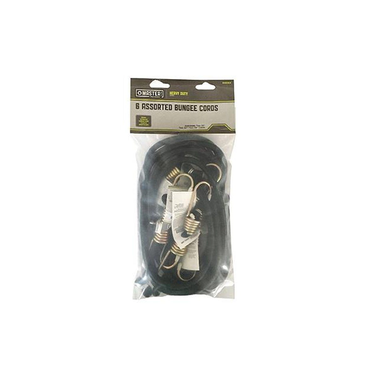 6-Piece Heavy-Duty Bungee Cord, Assorted Sizes