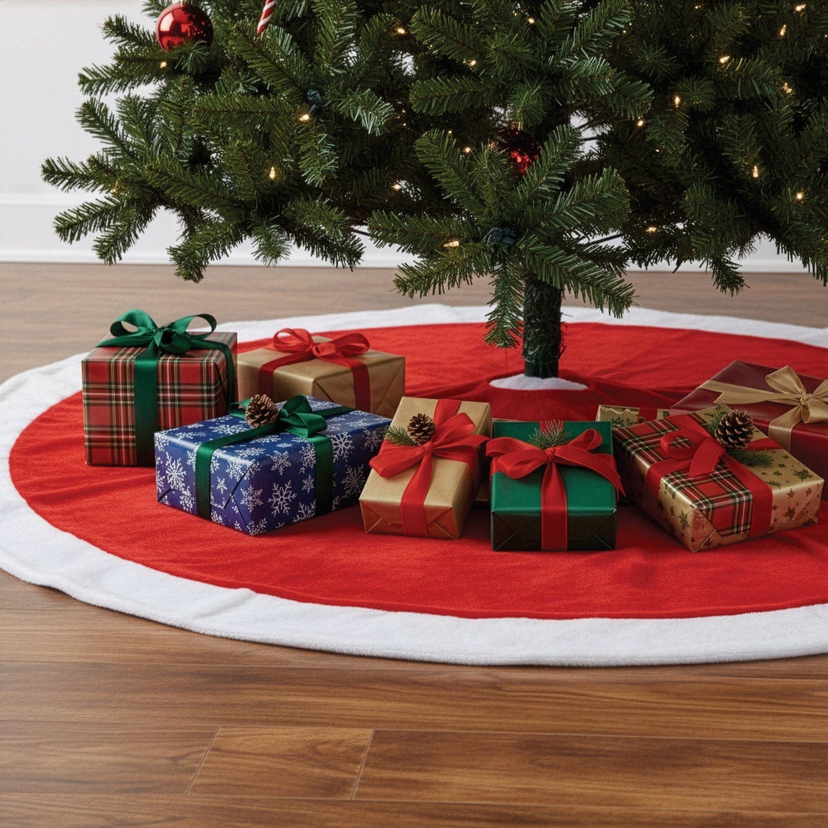 Gerson 48 In. Red Plush Christmas Tree Skirt - photo 3