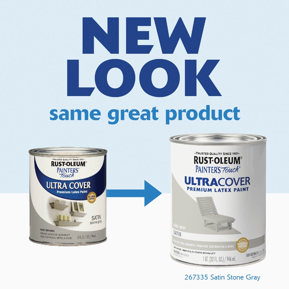 Rust-Oleum Painter's Touch 2X Ultra Cover Premium Latex Paint, Satin Stone Gray, 1 Qt. - photo 3