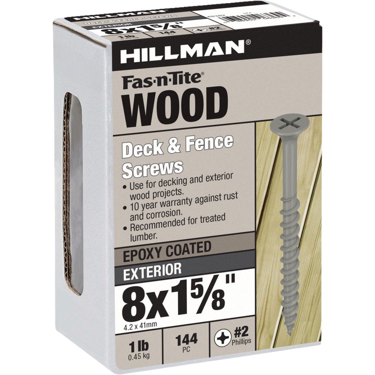 Hillman Fas-N-Tite #8 x 1-5/8 In. Exterior Coated Wood Screw (144-Count)