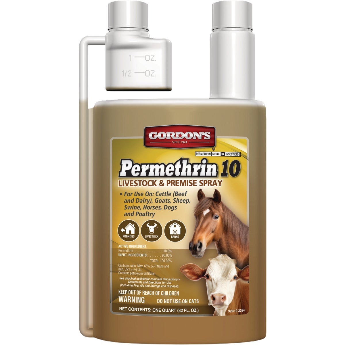 Gordon's Permethrin 10 1 Qt. Concentrate Livestock & Premise Spray Gordon's Permethrin 10 1 Qt. Concentrate Livestock & Premise Spray