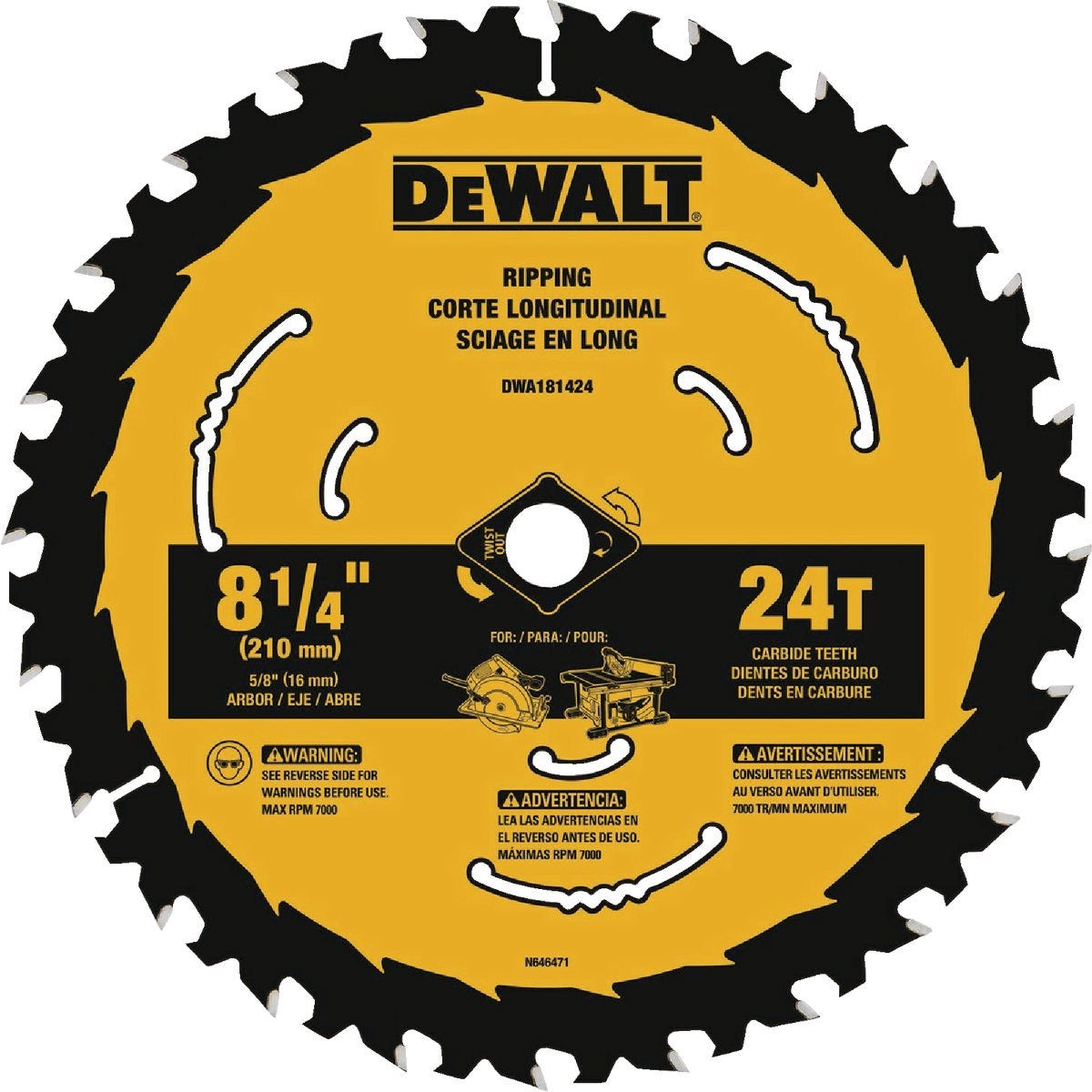 DEWALT 8-1/4 In. 24-Tooth Circular Saw Blade DEWALT 8-1/4 In. 24-Tooth Circular Saw Blade