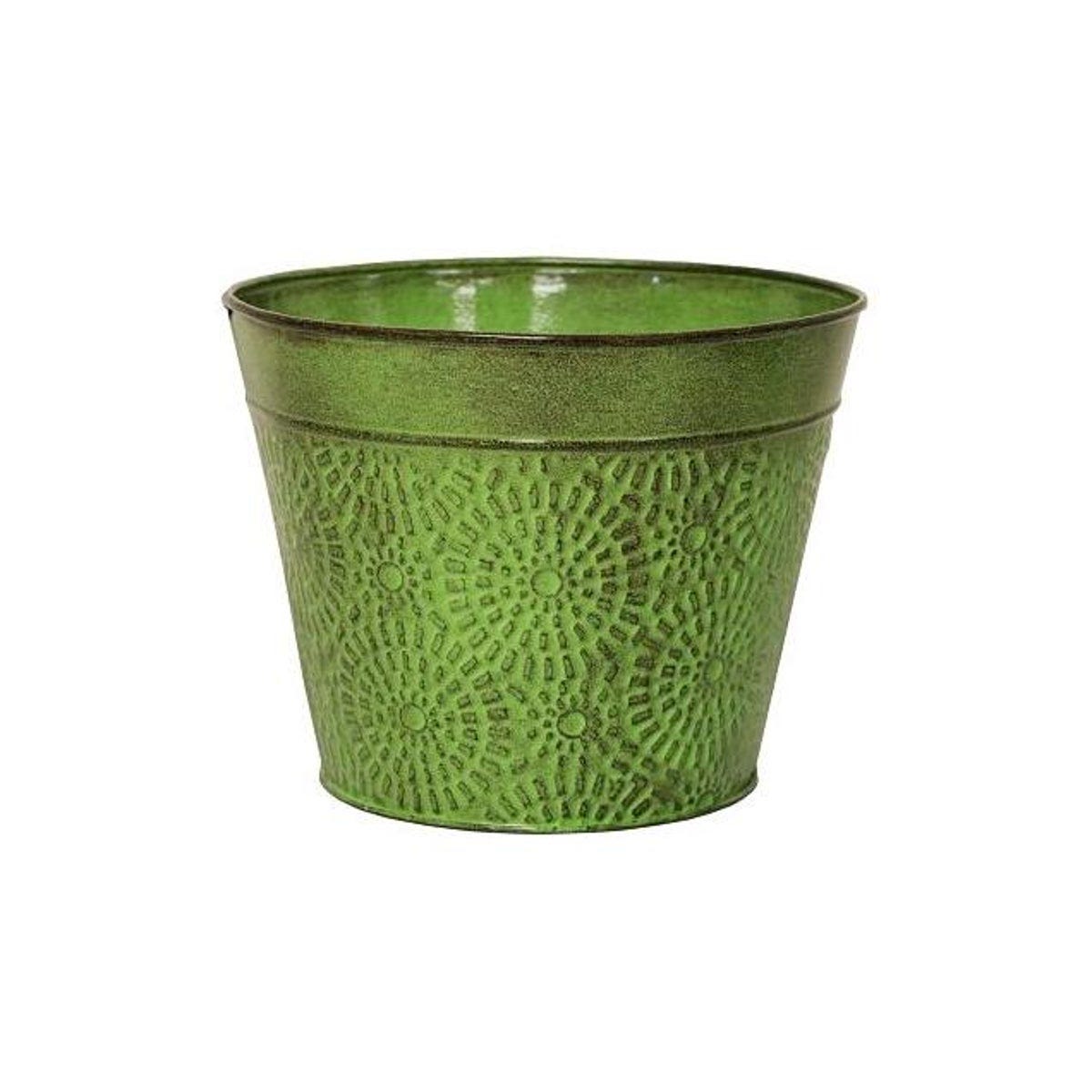 Robert Allen IronLite 6 In. Sweet Pea Green Embossed Sheet Metal Cove Planter