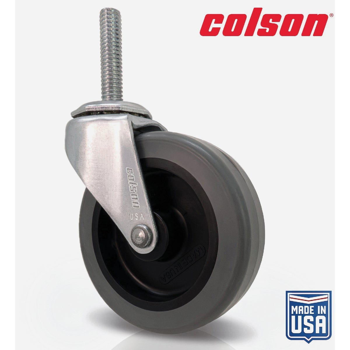 Colson 3 In. Gray TPR Swivel Threaded Stem Caster Colson 3 In. Gray TPR Swivel Threaded Stem Caster