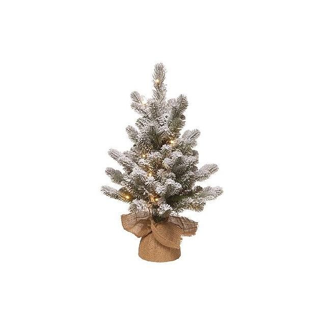 National Tree 16 In. x 2 Ft. 15-Bulb Warm White LED Lights Snowy Sheffield Spruce Feel Real Artificial Pre-Lit Christmas Tree National Tree 16 In. x 2 Ft. 15-Bulb Warm White LED Lights Snowy Sheffield Spruce Feel Real Artificial Pre-Lit Christmas Tree