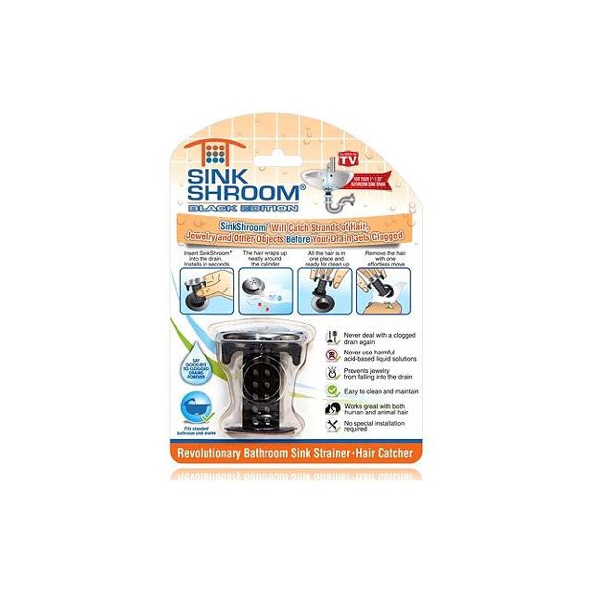 SinkShroom Black/Chrome Bathroom Sink Drain Strainer SinkShroom Black/Chrome Bathroom Sink Drain Strainer