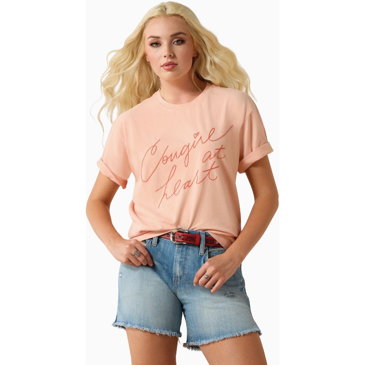 Ariat Women's S Tropical Peach Cowgirl at Heart T-Shirt Ariat Women's S Tropical Peach Cowgirl at Heart T-Shirt