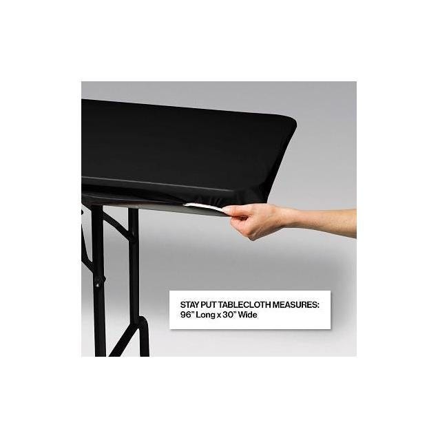 Creative Converting Black 8 Ft. Stay-Put Table Cover Creative Converting Black 8 Ft. Stay-Put Table Cover