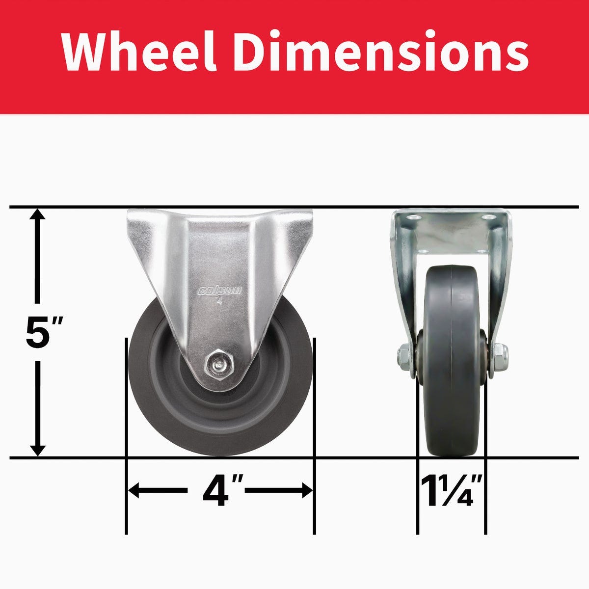 Colson 4 In. Gray TPR Rigid Plate Caster - photo 6