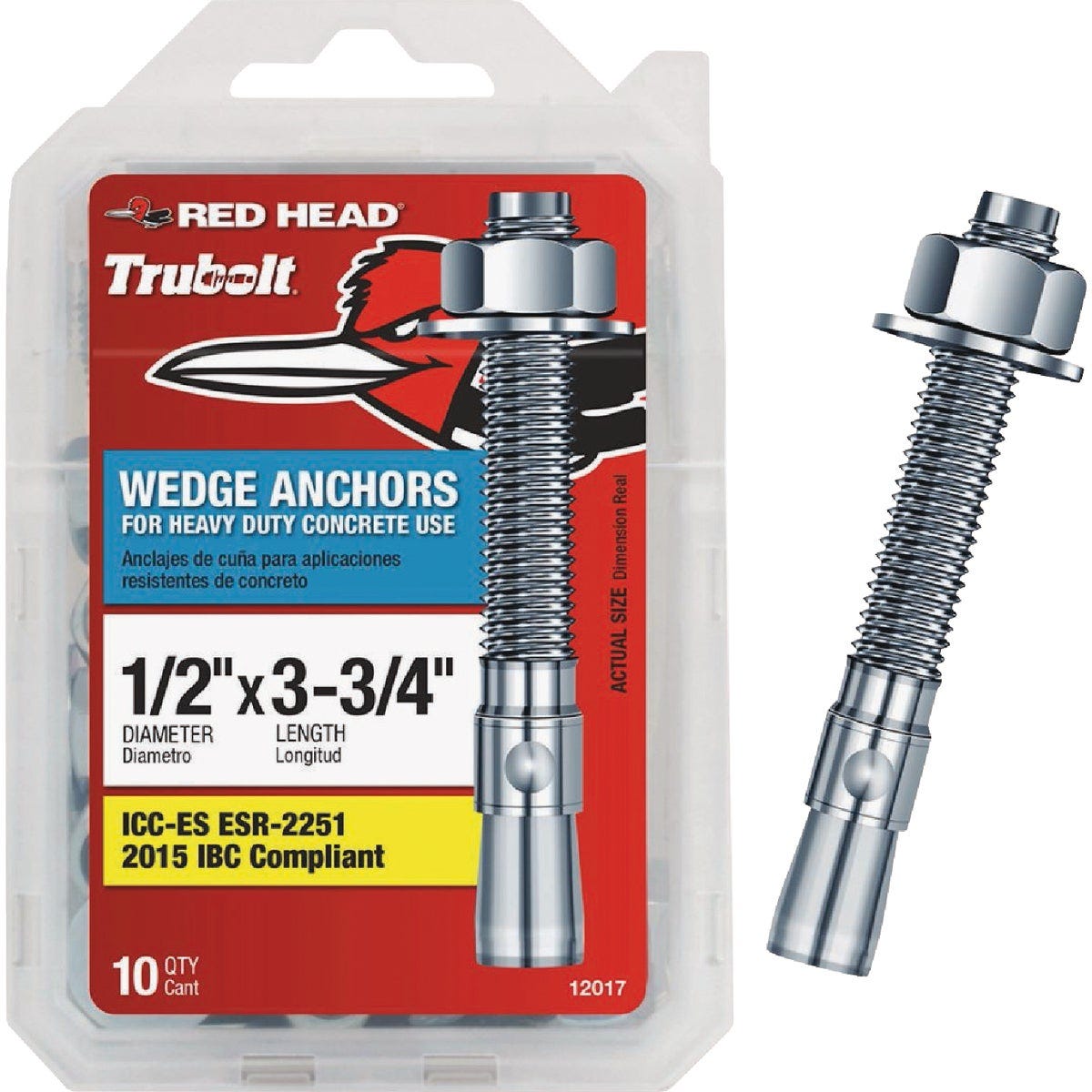 Red Head 1/2 In. x 3-3/4 In. Concrete Wedge Anchor (10-Count) Red Head 1/2 In. x 3-3/4 In. Concrete Wedge Anchor (10-Count)