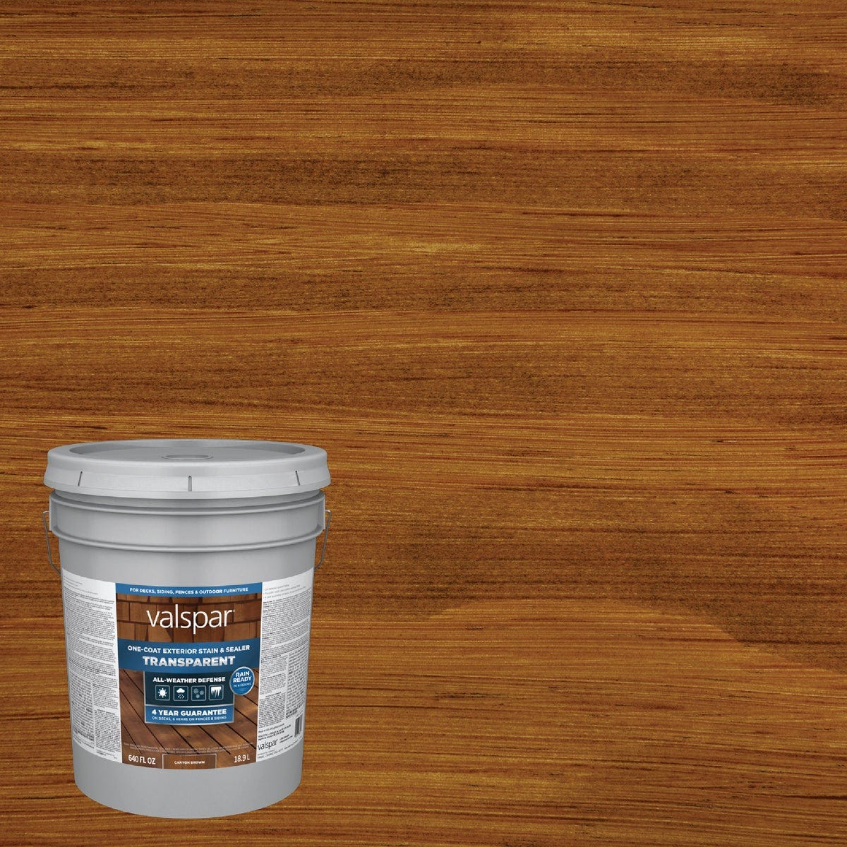 Valspar Transparent Deck Stain, Canyon Brown, 5 Gal.